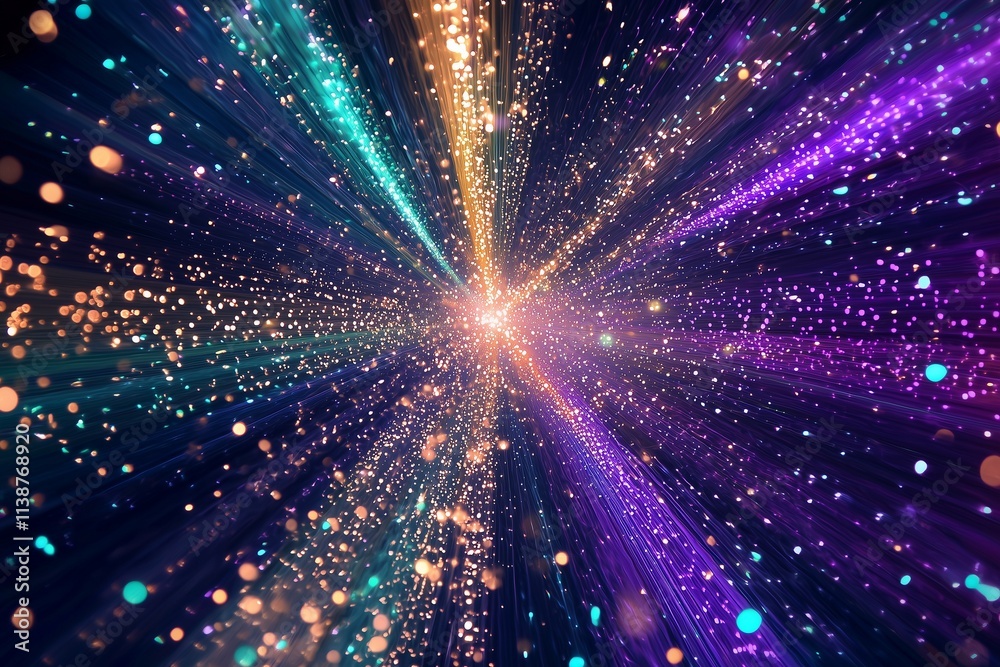 Naklejka premium Colorful light burst with sparkling particles