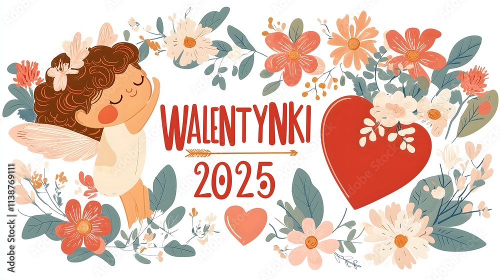 Naklejka premium Walentynki 2025 Święto Zakochanych i Miłości