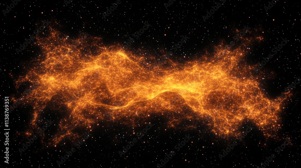 Luminous Embers in the Cosmic Void: Glowing Particles Amidst a Starry Night Sky Luminous Embers in the Cosmic Void: Glowing Particles Amidst a Starry Night Sky