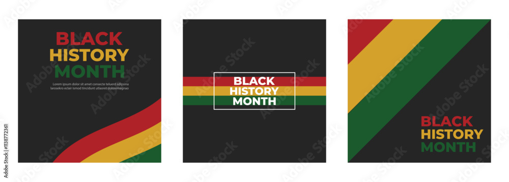Set of greeting cards to celebrate black history month. Social media posts, stories, poster templates.Vector. Set of greeting cards to celebrate black history month. Social media posts, stories, poster templates.Vector.