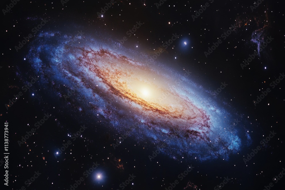 Fototapeta premium Spiral galaxy with bright blue center