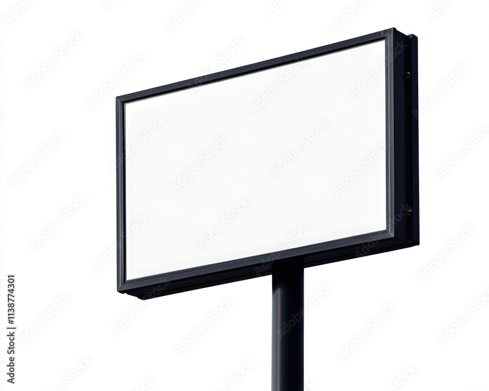 Isolated Blank Street Sign on Pole for Directional Guidance, Ready for Customization Isolated Blank Street Sign on Pole for Directional Guidance, Ready for Customization