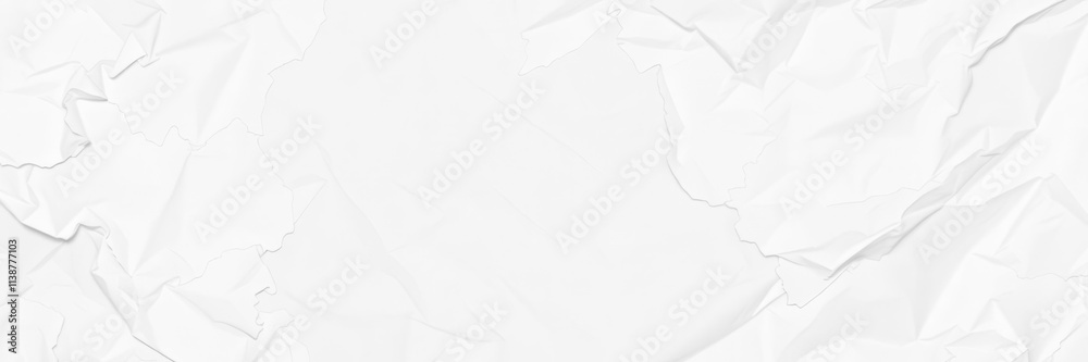 Obraz premium Crumpled white paper with visible creases and wrinkles, isolated on white background, texture, refuse, recyclable