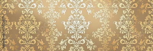 Elegant Seamless Damask wallpaper in shades of gold and silver for luxurious home decor, damask, silver
