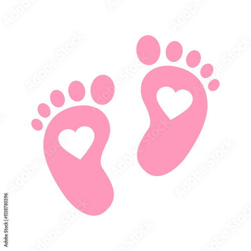 Baby girl footprints with heart icon