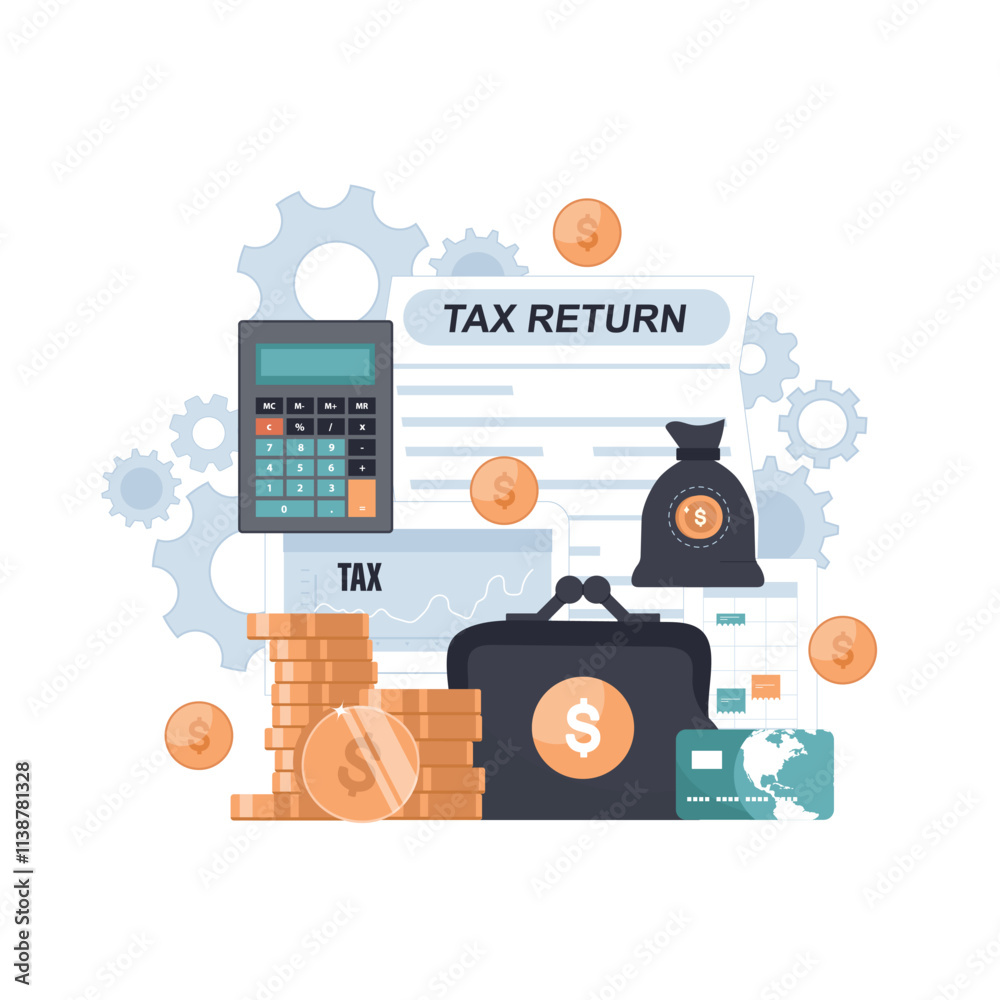 Incoming tax payment. Flat vector illustration.
Incoming tax payment. Flat vector illustration.