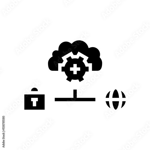 hybrid cloud computing glyph icon vector. hybrid cloud computing sign. isolated symbol illustration