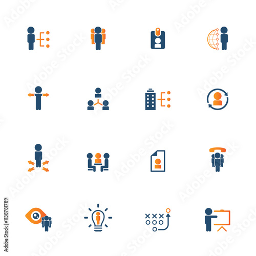 Universal business management and human resources icon set. Universal icons for web and mobile. Vector.