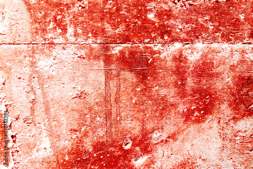 Haunted Horror Texture, Scratched Red Wall with Cracks, Distressed Red Wall