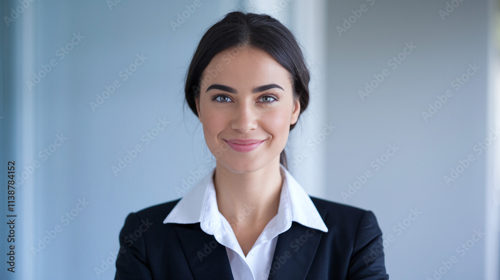 Confident Businesswoman Portrait Smiling In Office Confident Businesswoman Portrait Smiling In Office