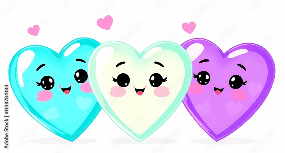 cute multi coloured love hearts with a white background cute multi coloured love hearts with a white background