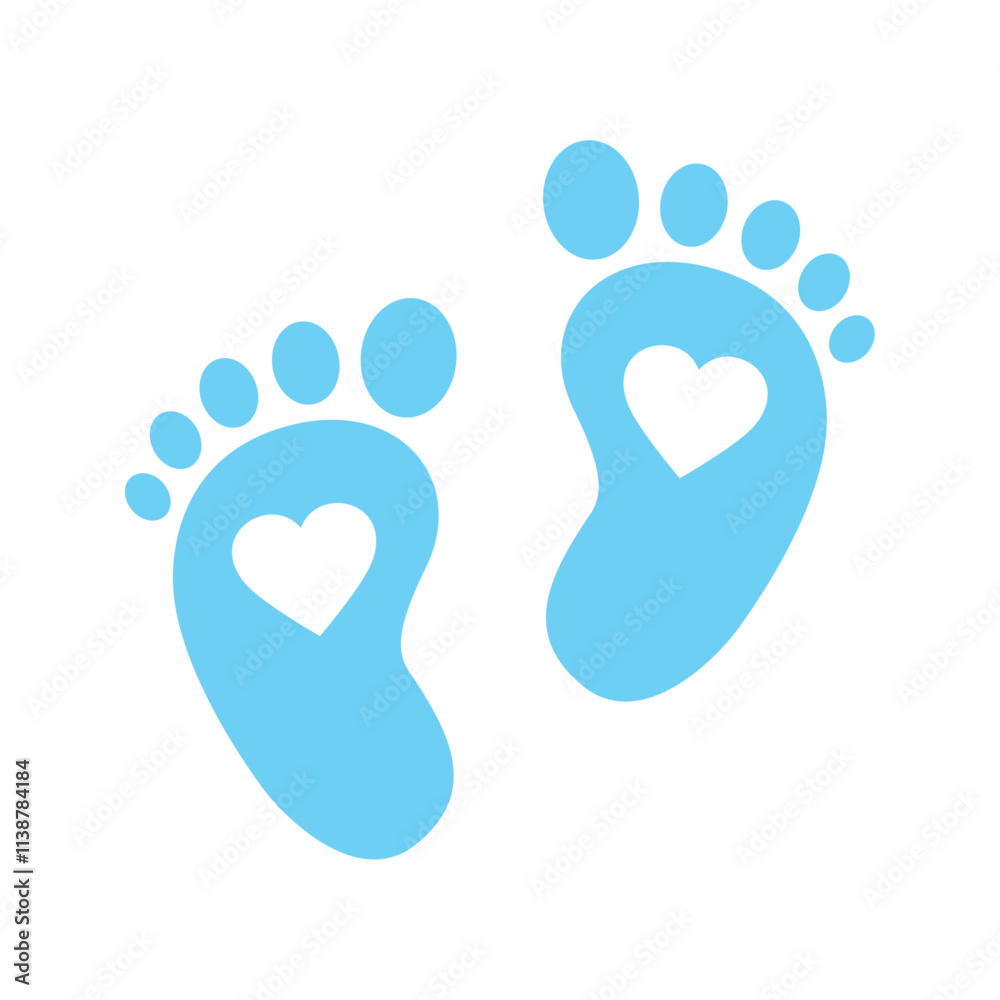 Baby boy footprints with heart icon Baby boy footprints with heart icon