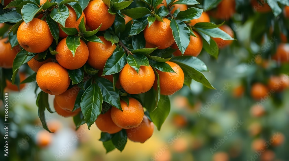 Orange trees with ripe fruits. Bloomy orange garden. Orange trees with ripe fruits. Bloomy orange garden.