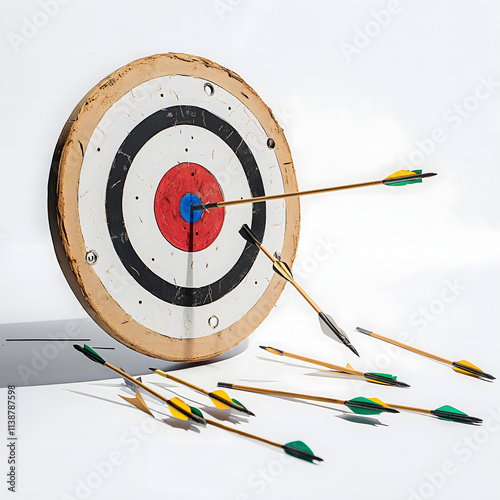 Obraz na płótnie Archery Target with Arrows Scattered on the Rings
w salonie