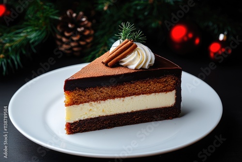 Delicious chocolate layer cake festive celebration food photography cozy indoor setting close-up culinary delight photo