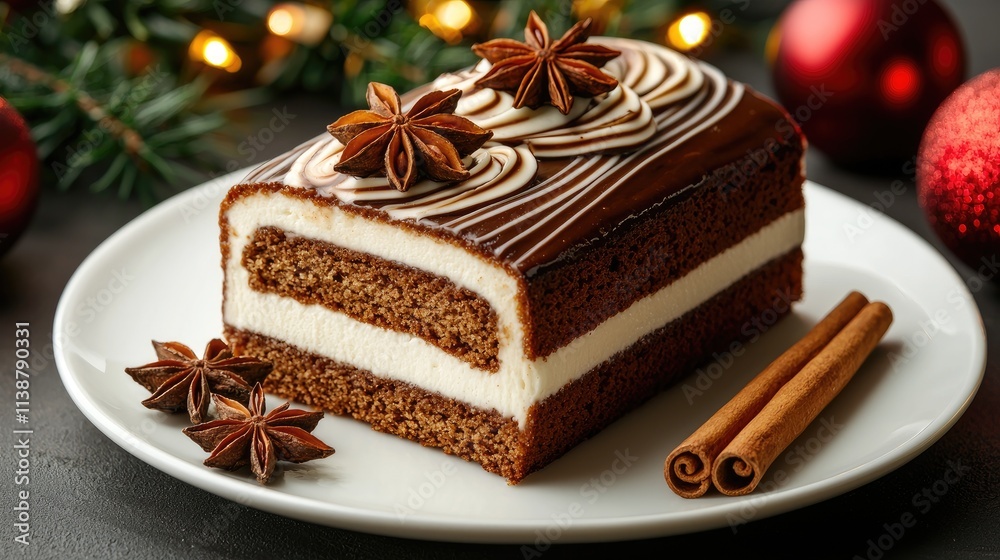 Festive chocolate cake delight holiday celebration food photography cozy atmosphere close-up view indulgent treat Festive chocolate cake delight holiday celebration food photography cozy atmosphere close-up view indulgent treat