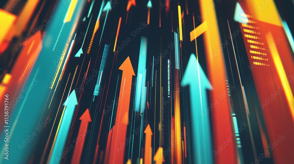 Obraz premium Abstract Upward Trending Arrows Digital Data Flow