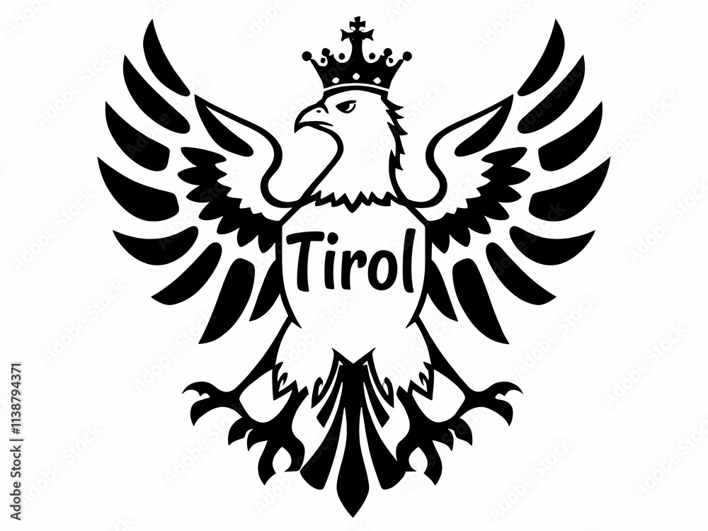 Obraz premium Tiroler Wappen mit Adler und Krone in Schwarz und Weiß