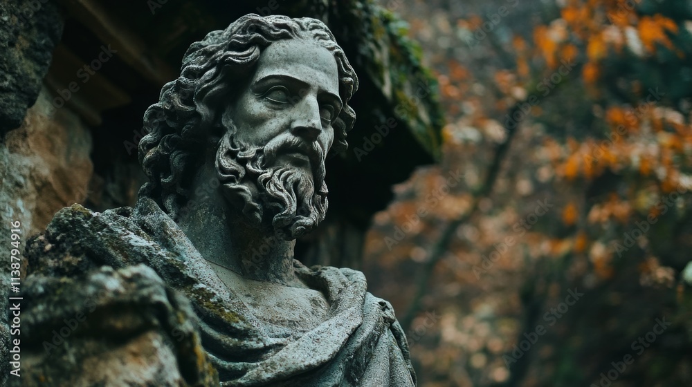 Ksiaz, Poland -16 october 2024: stone statue in Roman style from the 19th century at Ksiaz Castle, Poland Ksiaz, Poland -16 october 2024: stone statue in Roman style from the 19th century at Ksiaz Castle, Poland