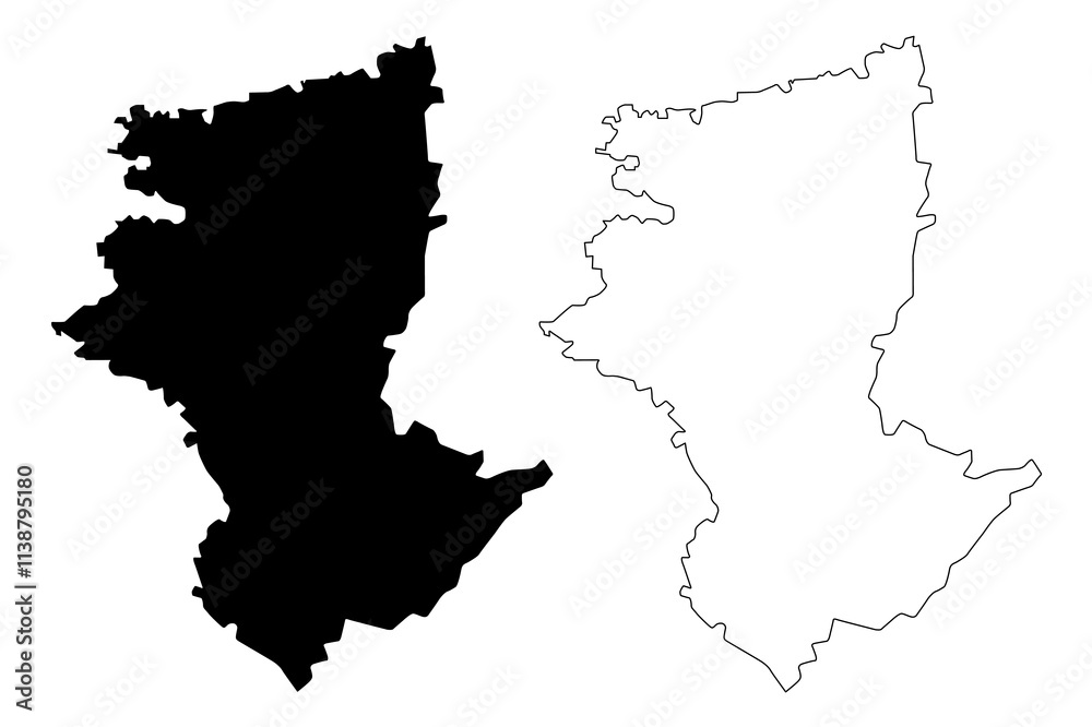 Fototapeta premium Kostanay Region (Republic of Kazakhstan, Regions of Kazakhstan) map vector illustration, scribble sketch Kostanay map