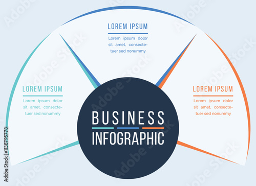 Infographic template business information 3 objects, steps, elements or options infographic design