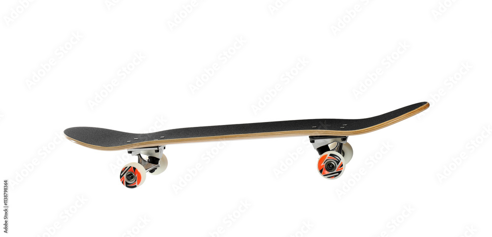 One skateboard isolated on white. Sports equipment One skateboard isolated on white. Sports equipment