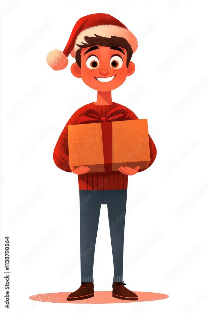 Cheerfulness grown-up man in a red festive hat with huge surprise box in hands. Happy christmas season season cgi art. Adult santa costume. Adult christmas morning. Santa claus magic. Cheerfulness grown-up man in a red festive hat with huge surprise box in hands. Happy christmas season season cgi art. Adult santa costume. Adult christmas morning. Santa claus magic.