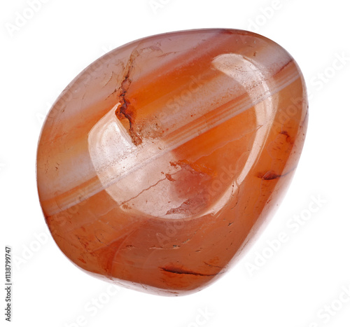 Beautiful carnelian isolated on white. Natural gemstone