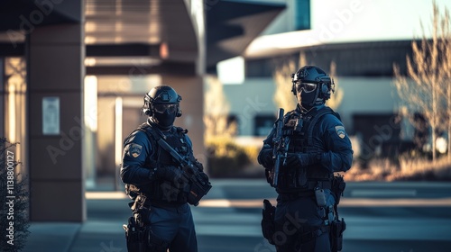 Wallpaper Mural Two officers standing with rifles. Torontodigital.ca