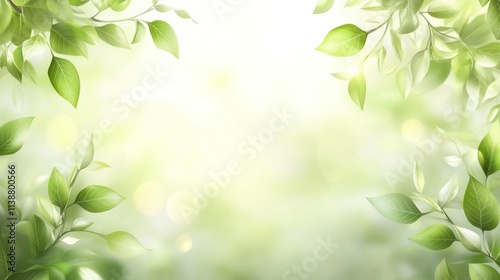 Fresh green leaves frame bright light.