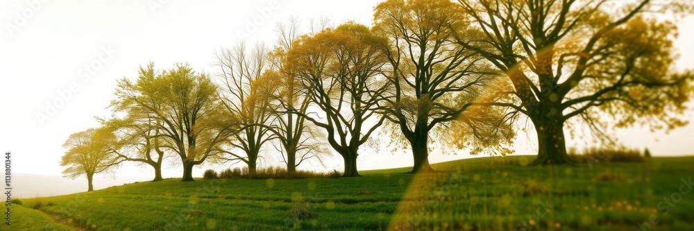 Fototapeta premium An abstract triple exposure image effect featuring blending of three different nature scenes, creating a unique and surreal visual experience, nature, image effect