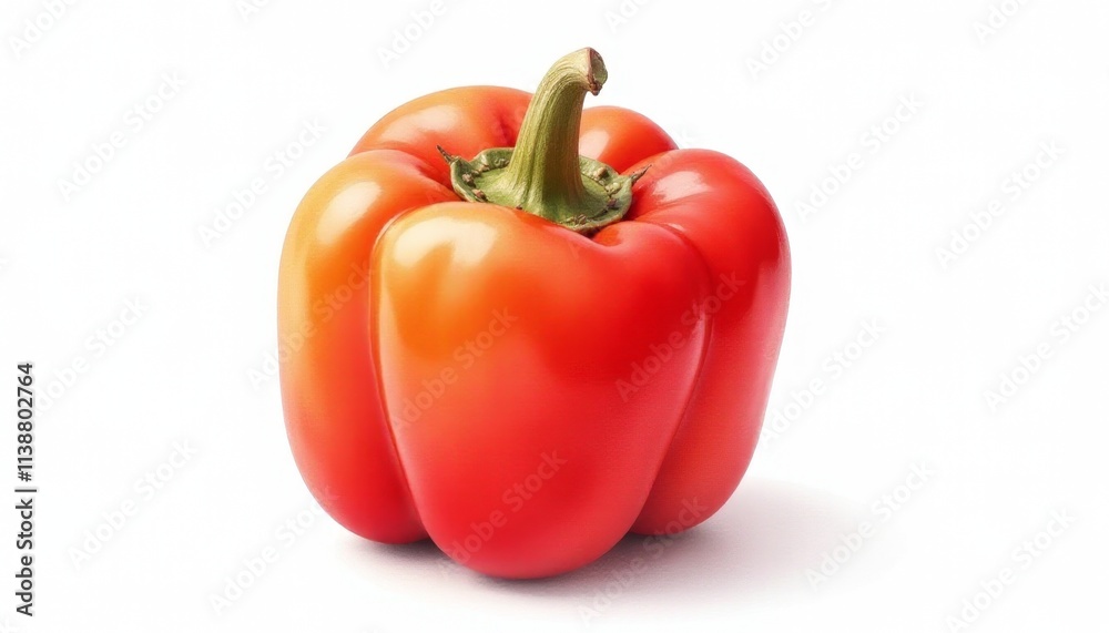 Vibrant red bell pepper on a clean surface showcasing fresh produce in a bright setting Vibrant red bell pepper on a clean surface showcasing fresh produce in a bright setting