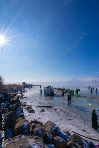 Views from the frozen Çıldır Lake on the Kars Armenian border
