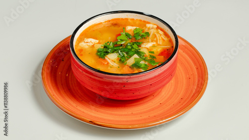 Delicious hot soup bowl isolated 