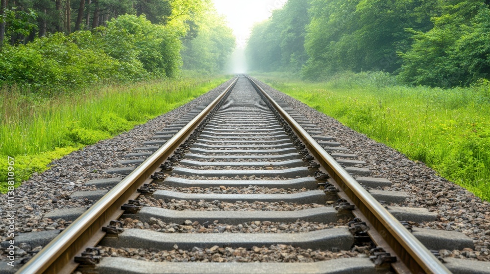 Fototapeta premium Misty Pathway Through a Forest with Soft Light
