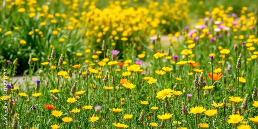 Vibrant yellow daffodil flowers swaying in a beautiful field under the bright sun, blooming, spring Vibrant yellow daffodil flowers swaying in a beautiful field under the bright sun, blooming, spring