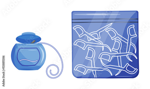 Dental floss, flossers, cleaning of teeth, hygiene health, clean care, oral white, mouth tooth, treatment dental floss