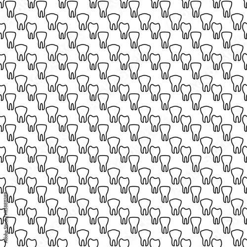 Seamless pattern with teeth, line drawing on dental theme