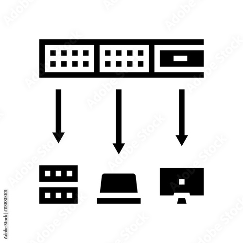 network switch data center glyph icon vector. network switch data center sign. isolated symbol illustration