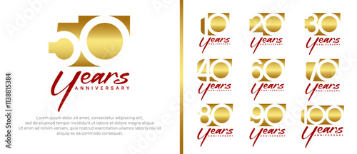 anniversary logo set. vector design golden color can be use for celebration moment photo