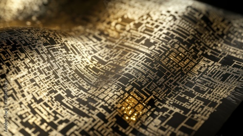 Abstract Golden Circuitry Texture: A Luxurious and Technological Tapestry