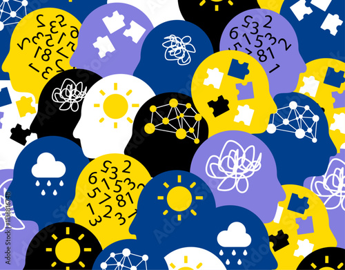 Crowd of various mental health issues illustration