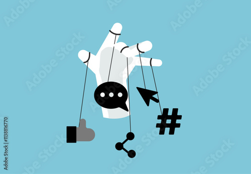 Social media content manipulation illustration