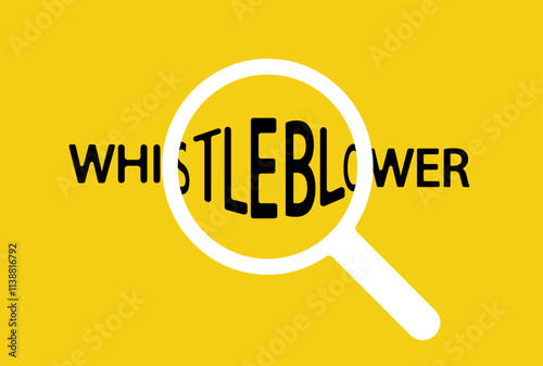 Magnify whistleblower text word, concept illustration