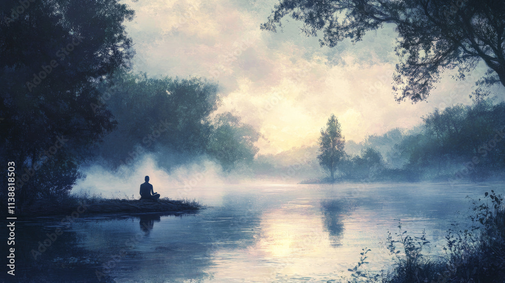 Serene Riverbank Meditation: Dawn, Solitude, Peace, Tranquility, Nature Serene Riverbank Meditation: Dawn, Solitude, Peace, Tranquility, Nature