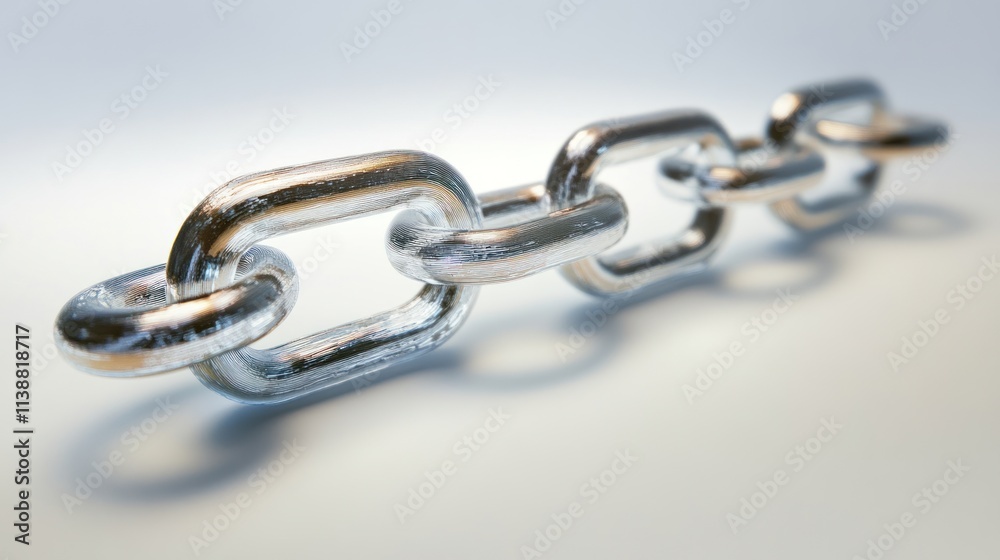Fototapeta premium Metallic Chain Links: Strength, Unity, and Interconnection