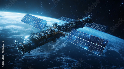 Space Station Solar Array: Orbiting Earth