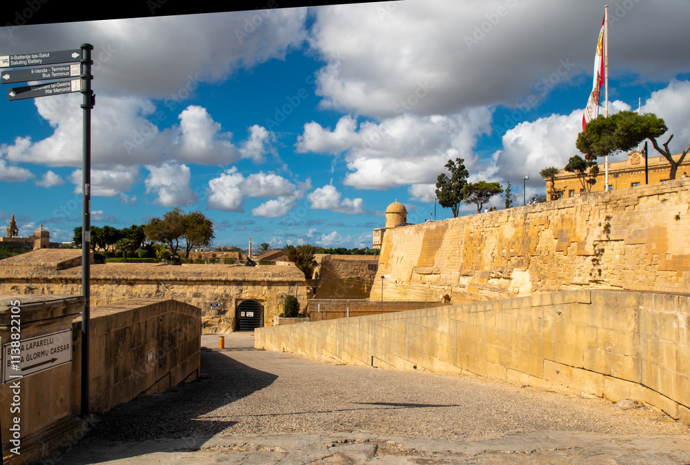 Valletta (il-Belt Valletta) massive fortification city wall Xlokk South Eastern Region of Malt