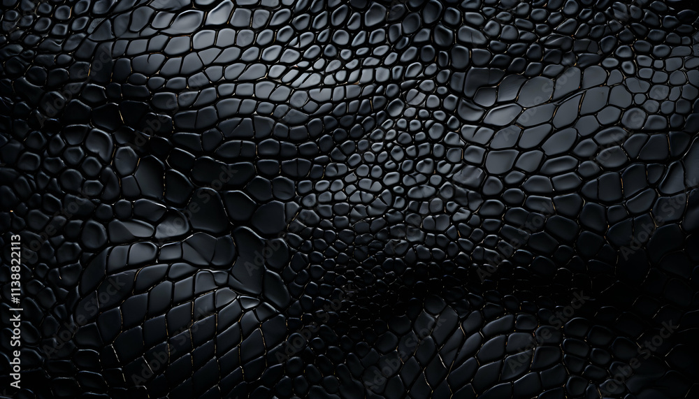 Dark, textured crocodile skin pattern. Luxurious black reptile leather background. Ideal for fashion, design, and texture projects. Dark, textured crocodile skin pattern. Luxurious black reptile leather background. Ideal for fashion, design, and texture projects.