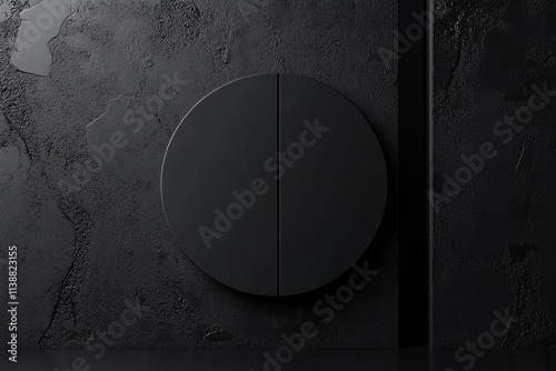 Black Circular Door, Minimalist Design, Matte Finish, Modern Architecture, 3D Rendering photo